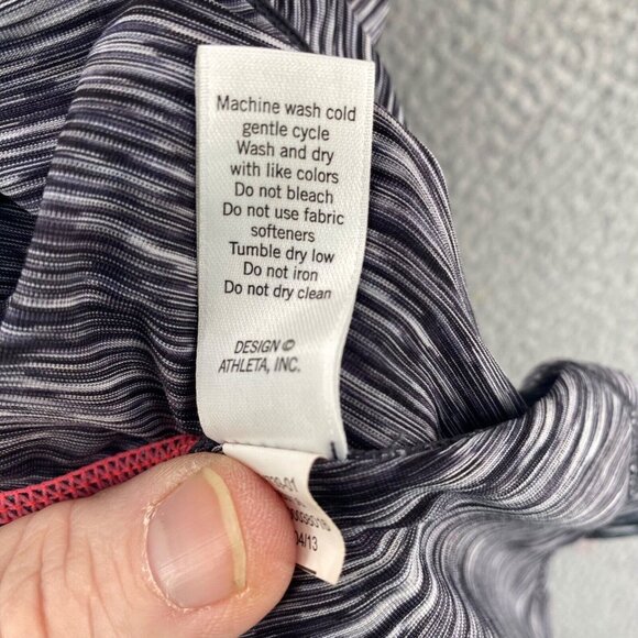 Athleta Top Womens Medium Gray Streak Tank Stretch Contrast Stitch Active Gym - Picture 8 of 11